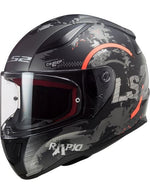CASCO INTEGRAL PARA NIÑO LS2 RAPID CIRCLE NARANJA MATE TITANIO FLUORESCENTE