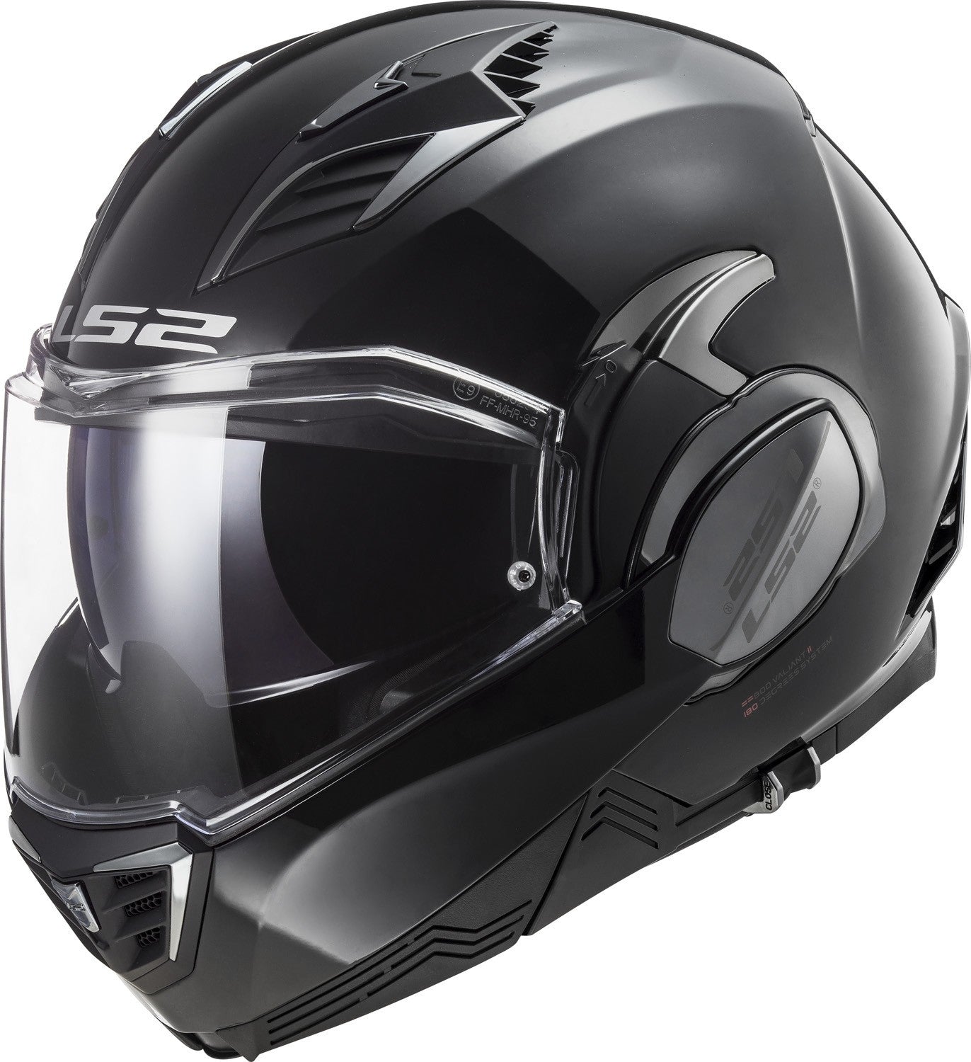 CASCO LS2 VALIANT II MODULAR NEGRO BRILLANTE SOLIDO