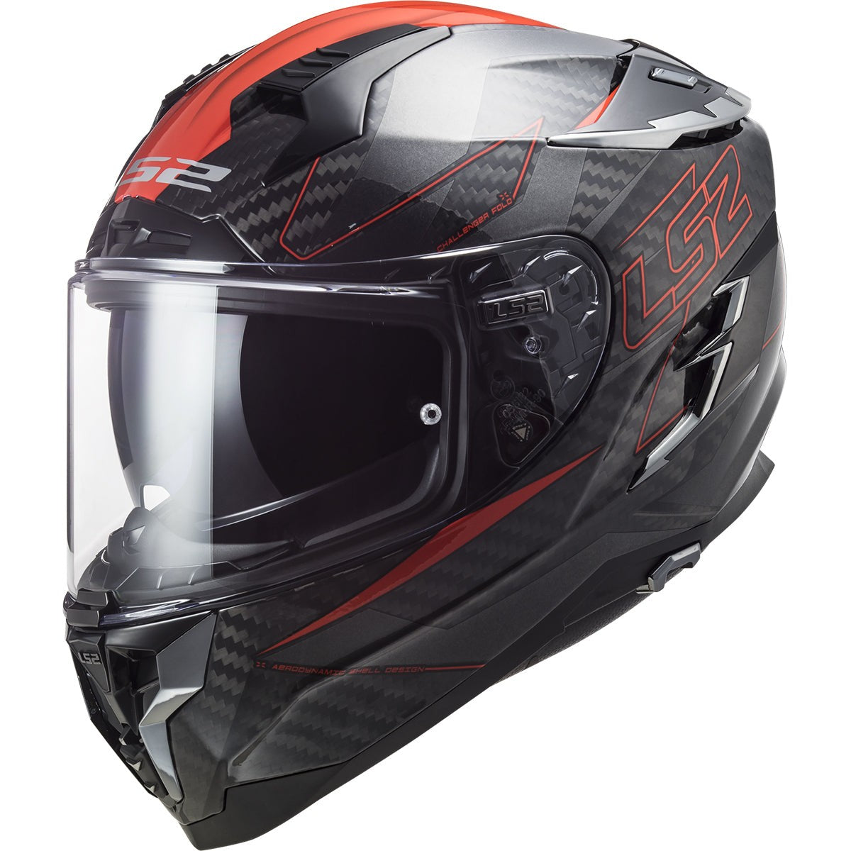 CASCO LS2 CHALLENGER C NEGRO ROJO BRILLANTE