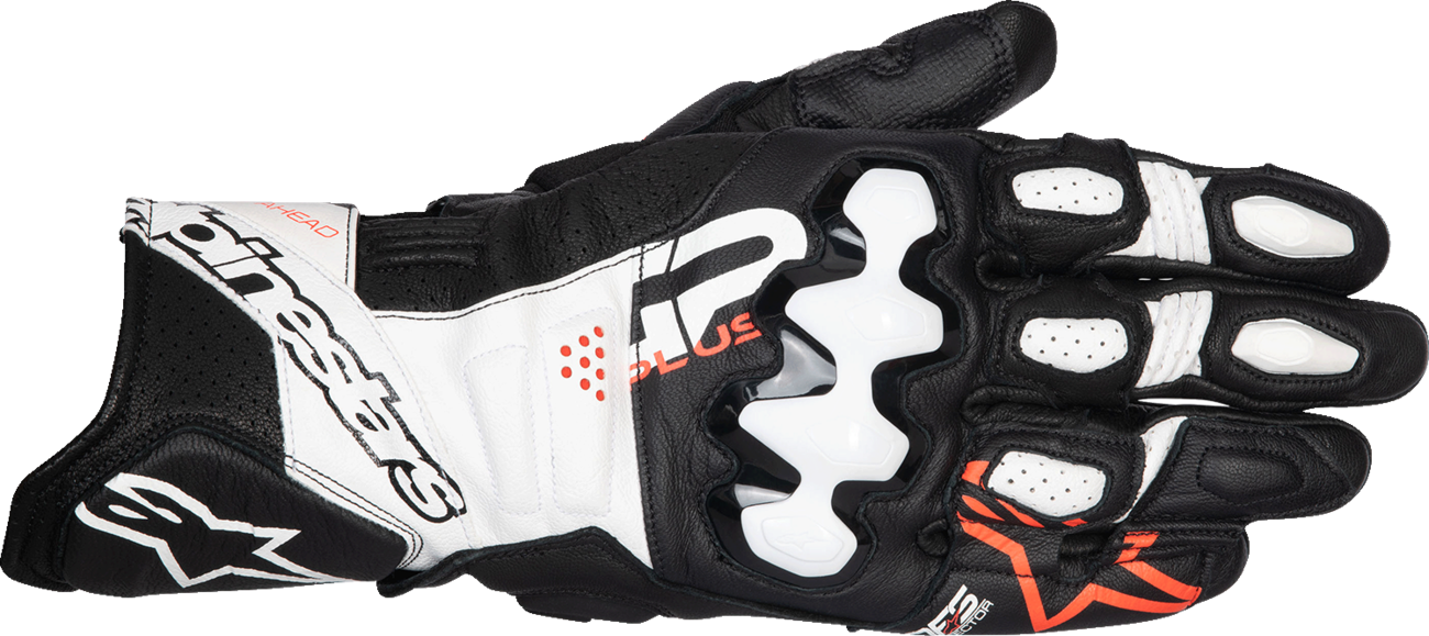 GUANTES ALPINESTARS GP PLUS R V3 CUERO NEGRO BLANCO ROJO