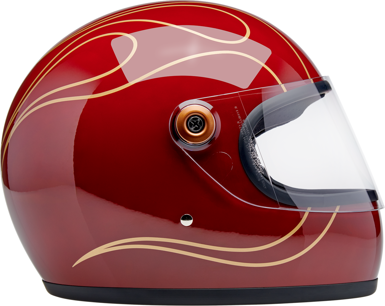 CASCO BILTWELL GRINGO S ROJO GRANATE BRILLANTE CON FLAMAS
