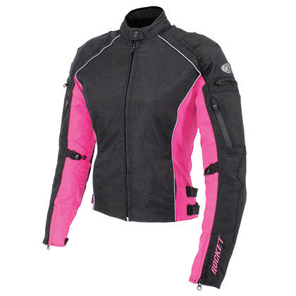 CHAQUETA JOE ROCKET TURBULENT NEGRO/ROSADO PARA DAMA