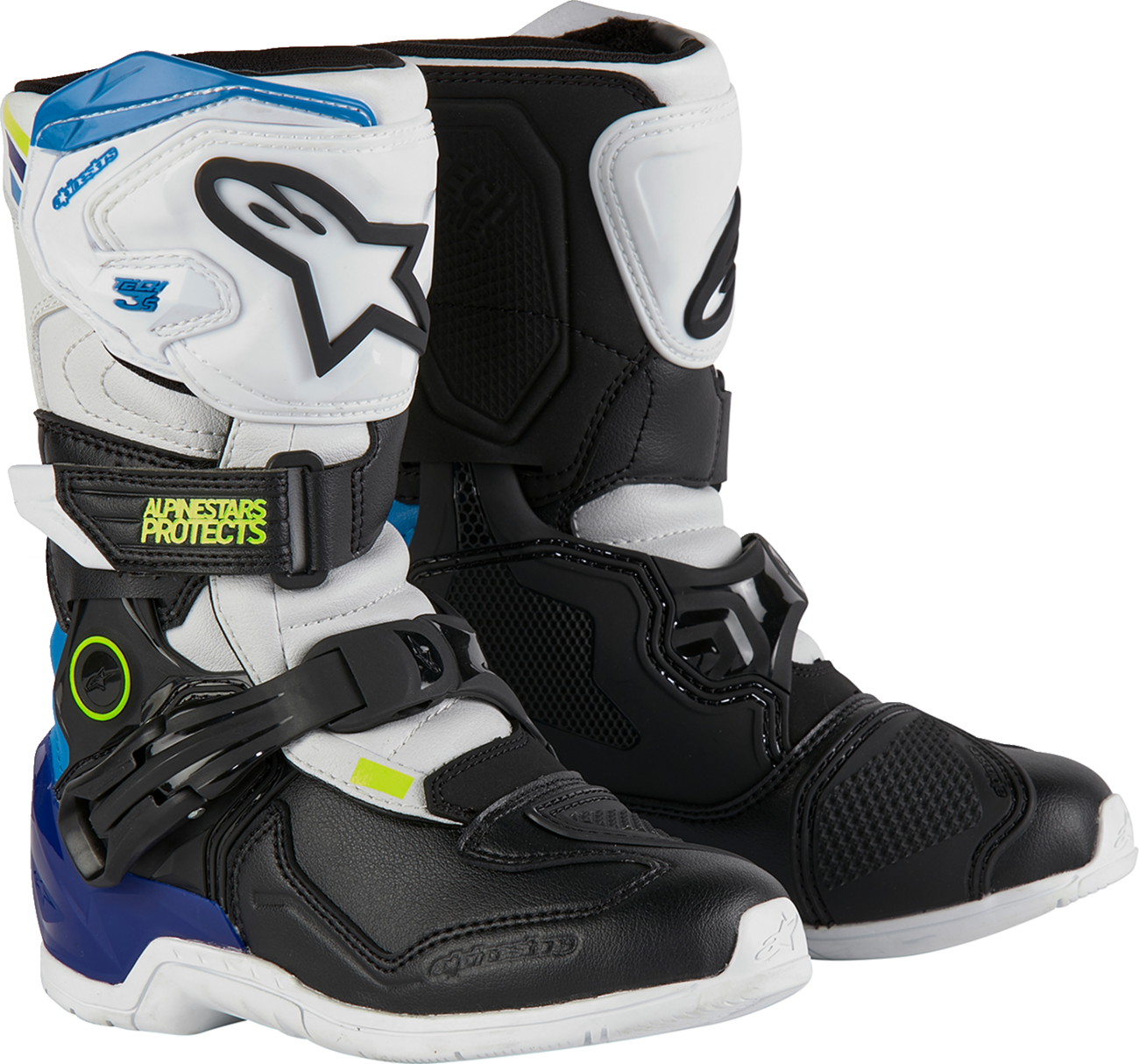 BOTAS ALPINESTARS KIDS TECH 3S BLANCO/NEGRO/AZUL PARA NINO