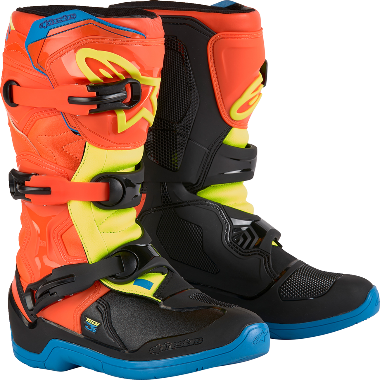 BOTAS ALPINESTARS YOUTH TECH 3S NARANJA/AZUL/AMARILLO PARA NIÑO