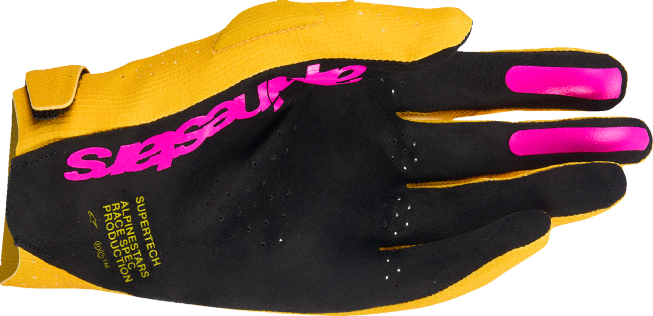 GUANTES ALPINESTARS SUPERTECH MX DORADO/NEGRO/ROSA FLUORESCENTE