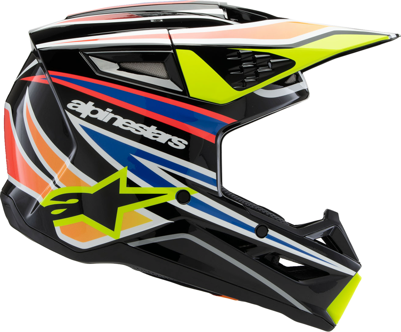 CASCO PARA NIÑO ALPINESTARS SM3 WURX NEGRO/AMARILLO FLUORESCENTE/AZUL/ROJO