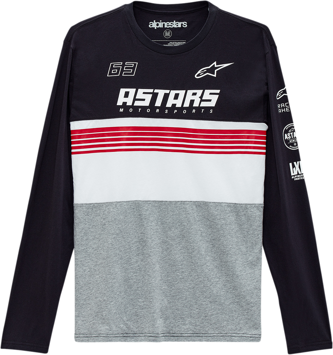 REMERAS DE MANGA LARGA ALPINESTARS TURBO NEGRO/GRIS OXFORD