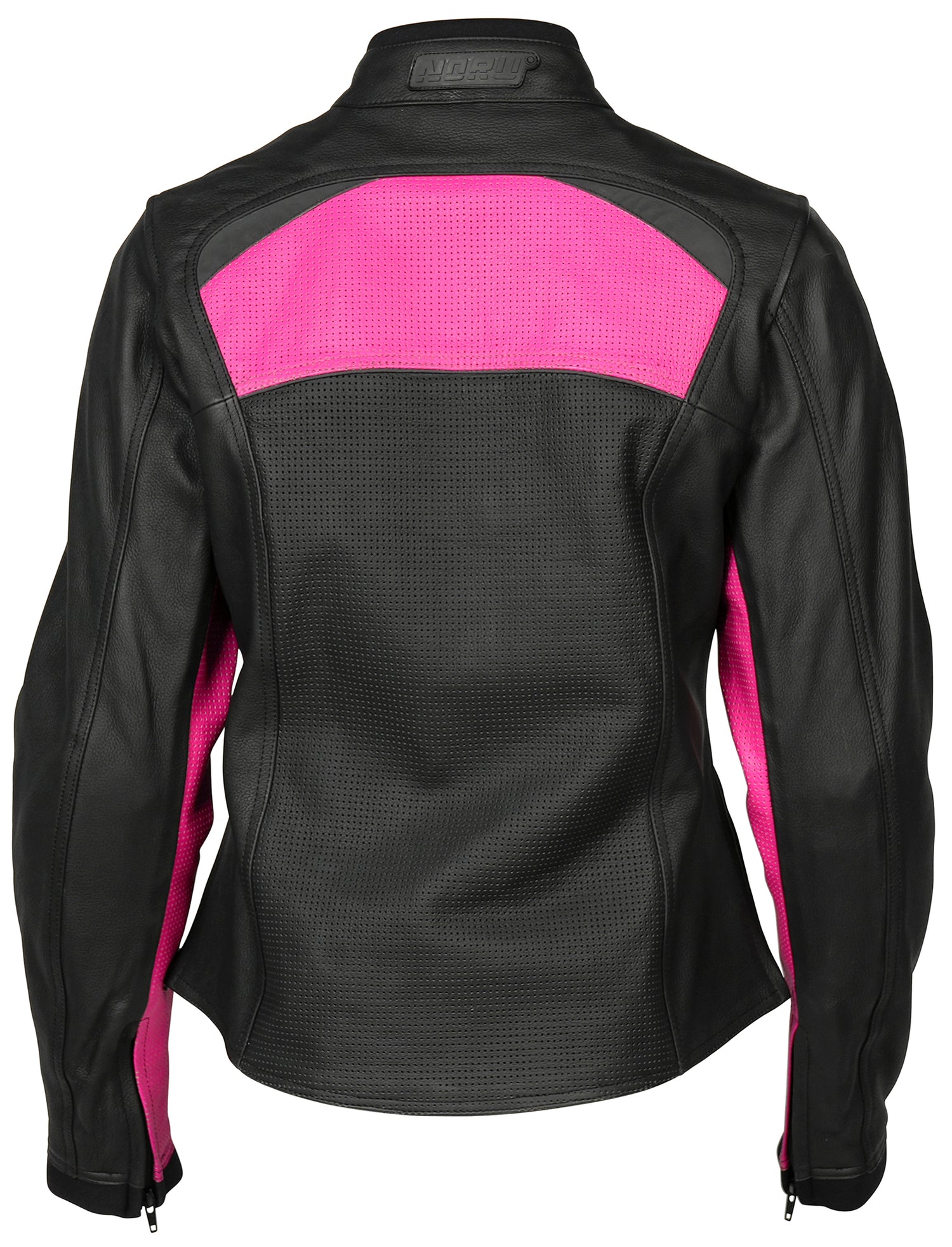 CHAQUETA DE CUERO PARA DAMA NORU MARUCHI NEGRO/ROSADO