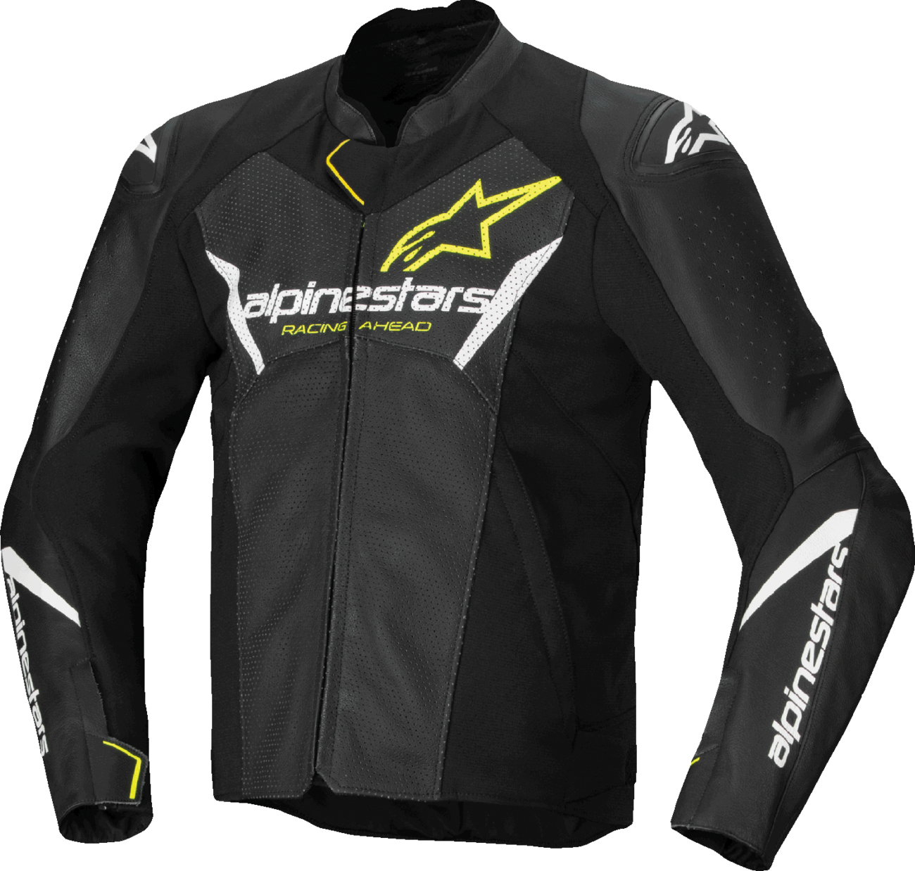 CHAQUETA ALPINESTARS FASTER V3 AIRFLOW CUERO NEGRO/BLANCO/AMARILLO