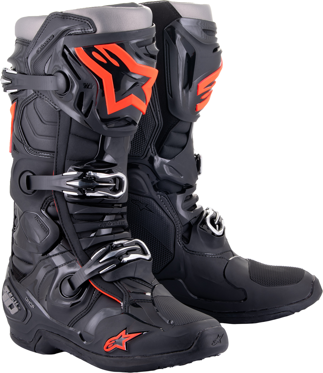 BOTAS ALPINESTARS TECH 10 NEGRO/ROJO FLUORESCENTE