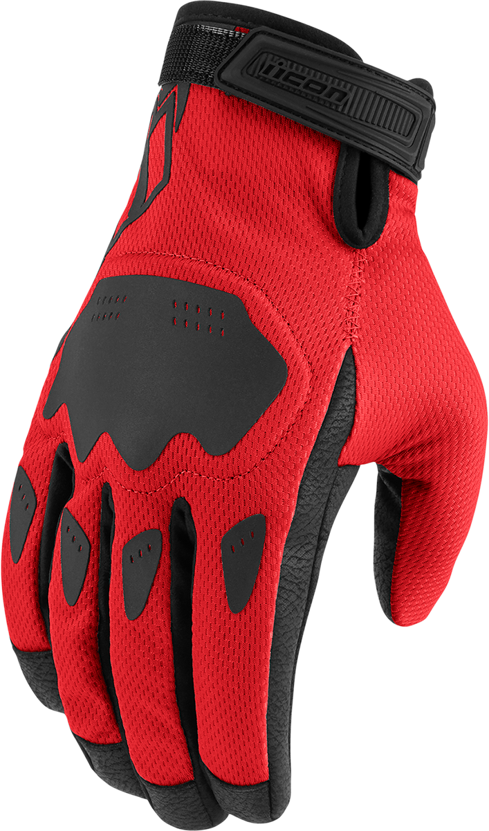 GUANTES ICON HOOLIGAN   CE   ROJO