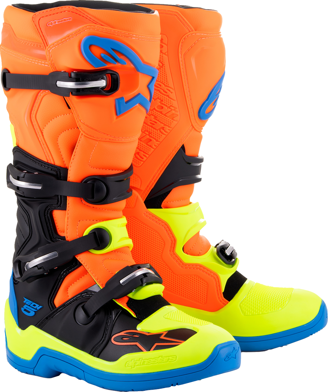 BOTAS ALPINESTARS TECH 5 NARANJA FLUORESCENTE/AZUL/AMARILLO FLUORESCENTE