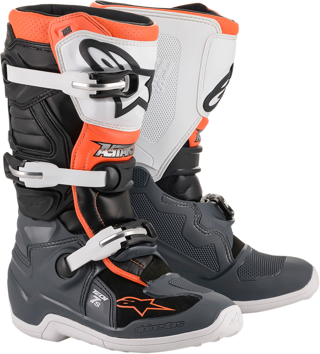 BOTAS ALPINESTARS TECH 7S NEGRO/GRIS/BLANCO/NARANJA PARA JOVENES
