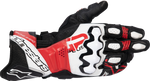 GUANTES ALPINESTARS GP PLUS R V3 CUERO NEGRO/BLANCO/ROJO BRILLANTE