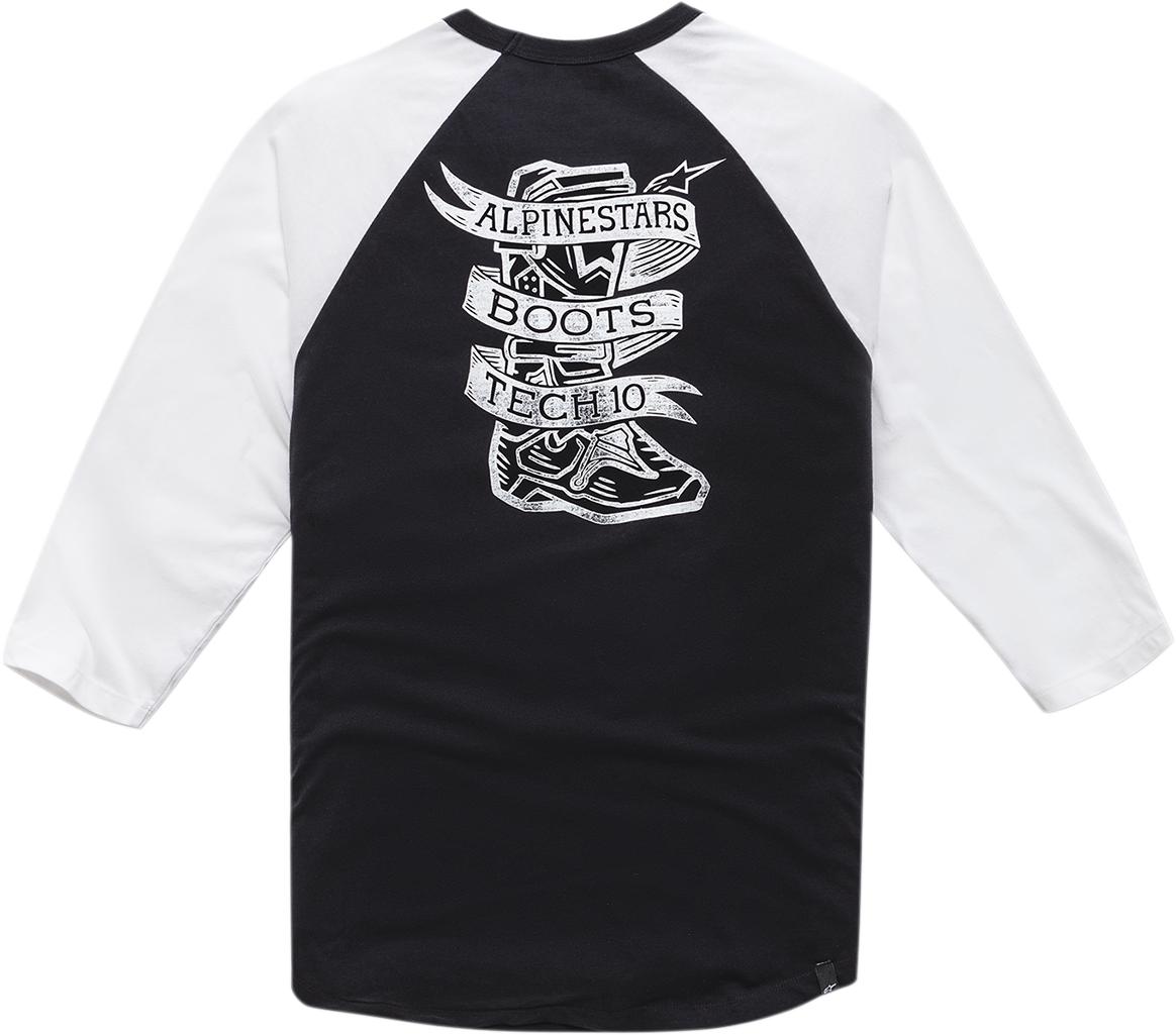 CAMISETA ALPINESTARS BOOTED RAGLAN NEGRO/BLANCO