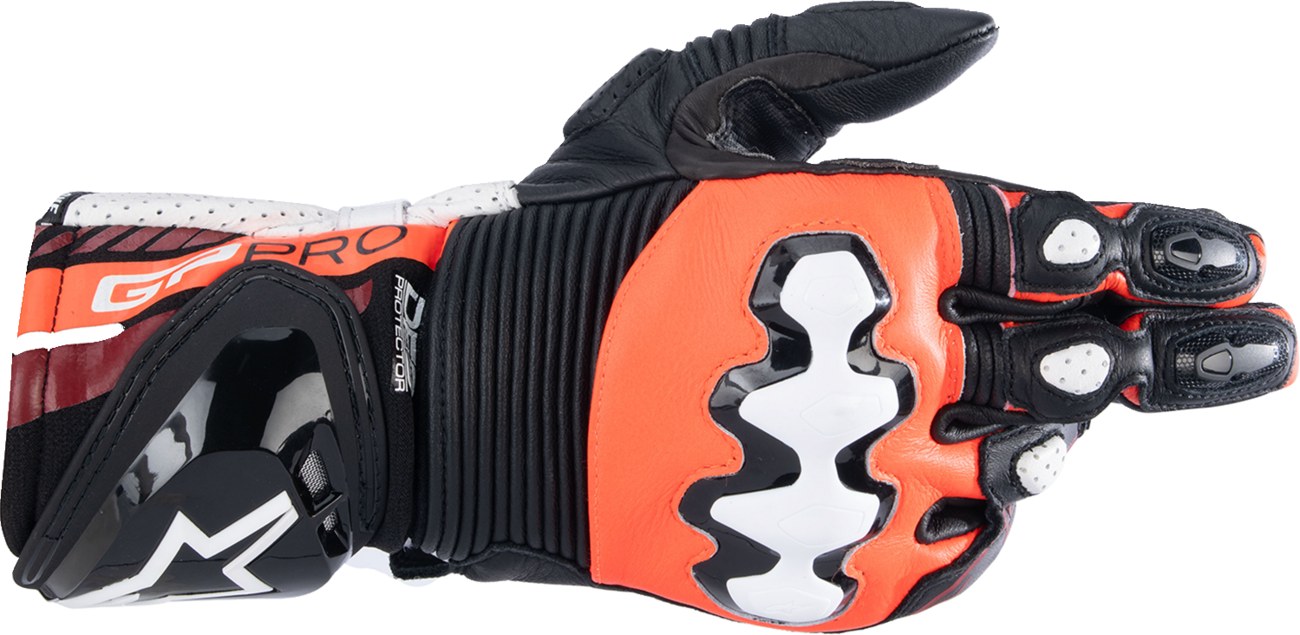 GUANTES ALPINESTARS GP PRO V4 NEGRO/ROJO FLUORESCENTE/BLANCO