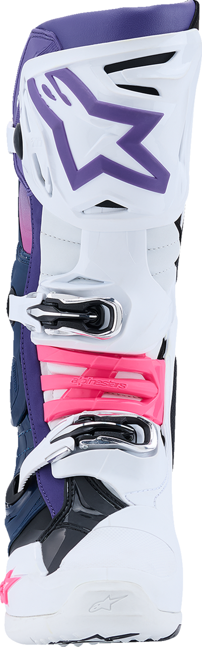 BOTAS ALPINESTARS TECH 10 BLANCO/VIOLETA/MARINO/ROSA FLUORESCENTE