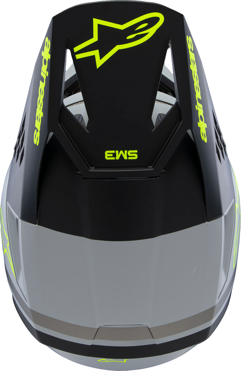 CASCO INTEGRAL ALPINESTARS YOUTH SM3 RADIUM GRIS/NEGRO/AMARILLO FLUO MATE PARA NINO