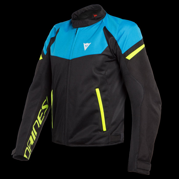 CHAQUETA DAINESE BORA AIR TEX AZUL NEGRO FLUORESCENTE