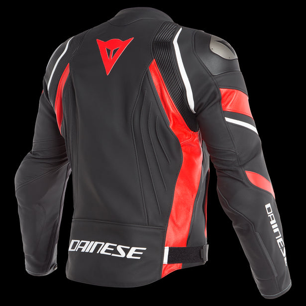 CHAQUETA DAINESE AVRO 4 CUERO NEGRO MATE BLANCO ROJO