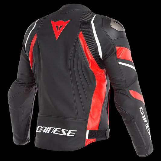 CHAQUETA DAINESE AVRO 4 CUERO NEGRO MATE BLANCO ROJO
