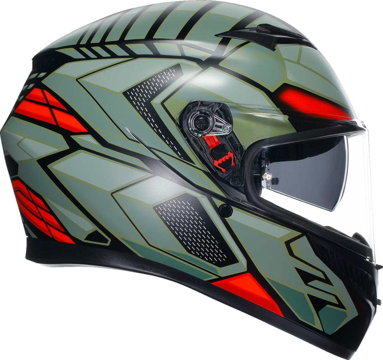 CASCO AGV K3 DECEPT ROJO VERDE NEGRO MATE
