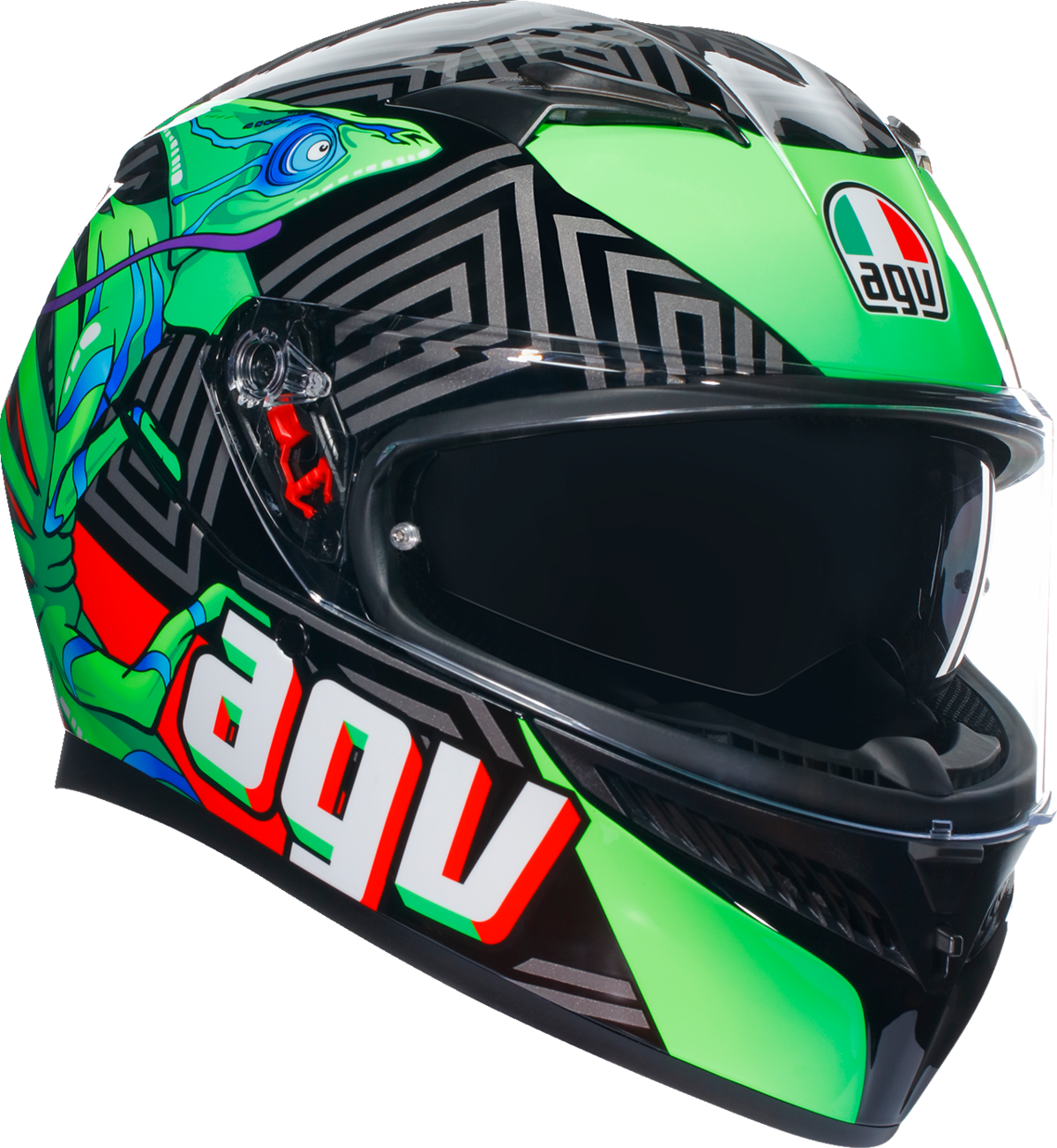 CASCO INTEGRAL AGV K3 KAMALEON NEGRO ROJO VERDE