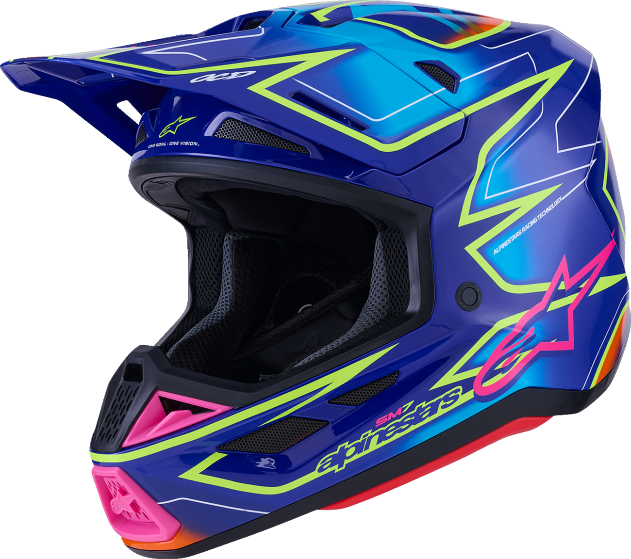 CASCO ALPINESTARS SM7 CAST NEGRO ROSA AMARILLO FLUORESCENTE BRILLANTE