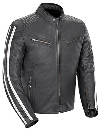 CHAQUETA DE CUERO JOE ROCKET VINTAGE ROCKET NEGRO/BLANCO