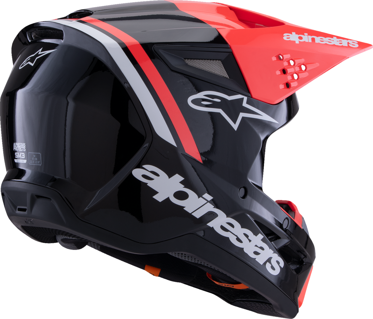 CASCO INTEGRAL ALPINESTARS SM3 RADIUM NEGRO/ROJO FLUORESCENTE/BLANCO BRILLANTE