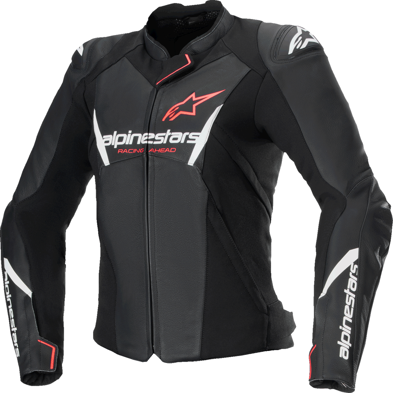 CHAQUETA DE CUERO ALPINESTARS STELLA FASTER V3 NEGRO/BLANCO/CORAL PARA DAMA