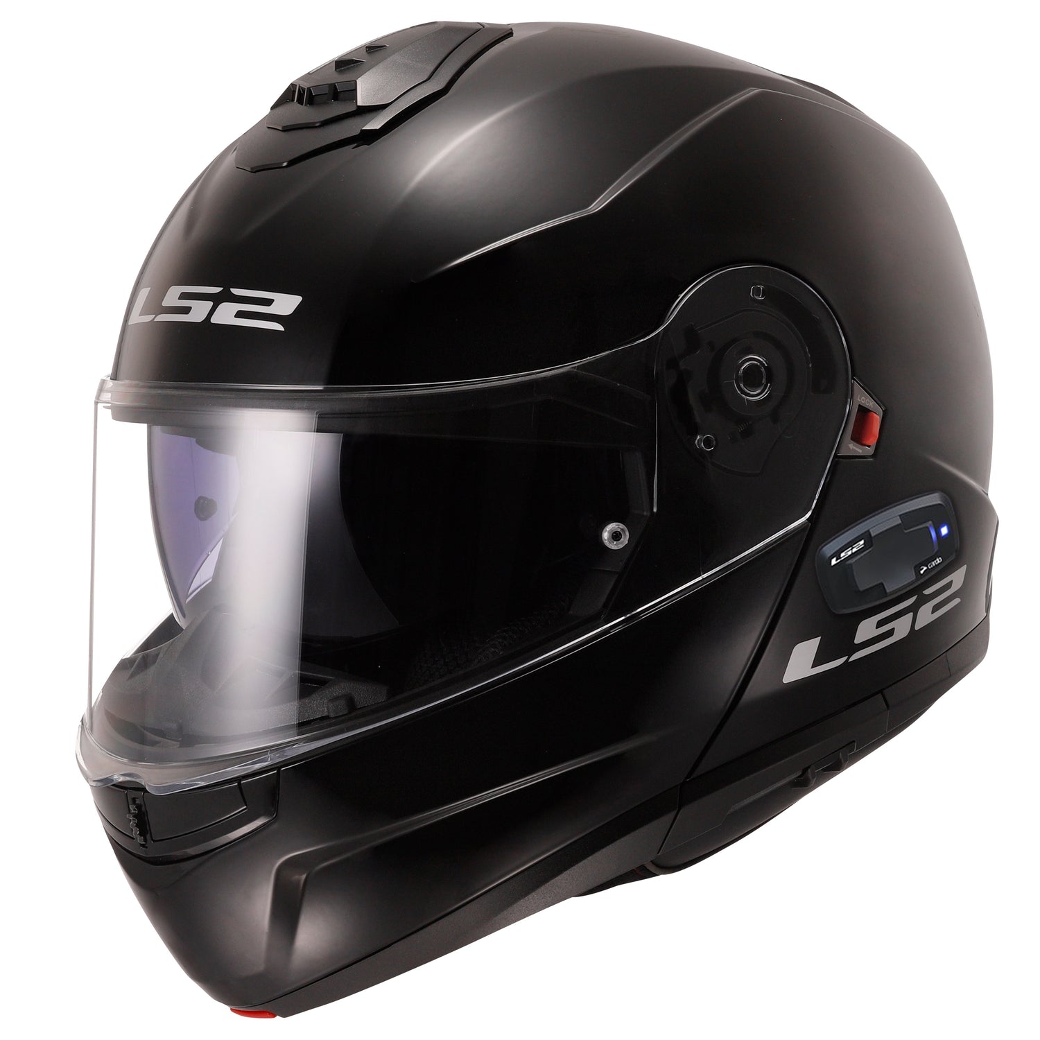 CASCO MODULAR LS2 STROBE II SOLID BLUETOOTH NEGRO BRILLANTE