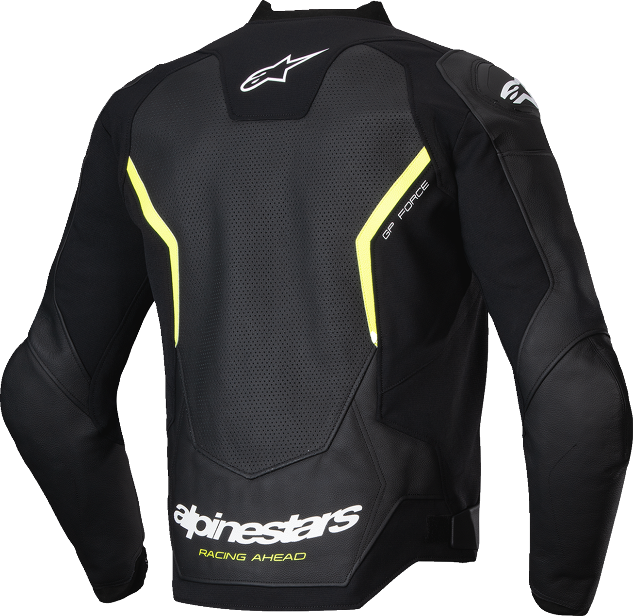 CHAQUETA ALPINESTARS GP FORCE V2 AIRFLOW CUERO NEGRO/AMARILLO FLUORESCENTE