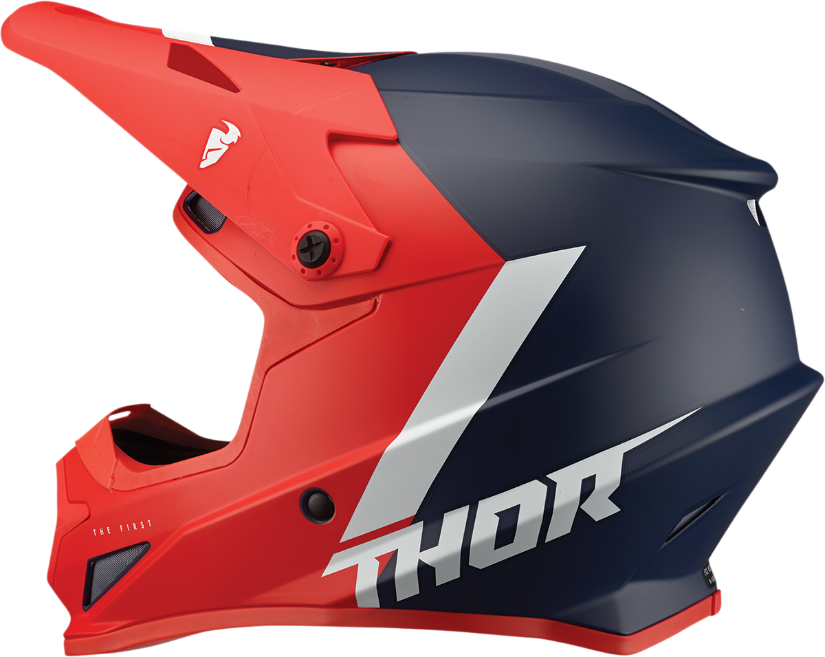 CASCO INTEGRAL THOR SECTOR CHEV ROJO/AZUL MARINO