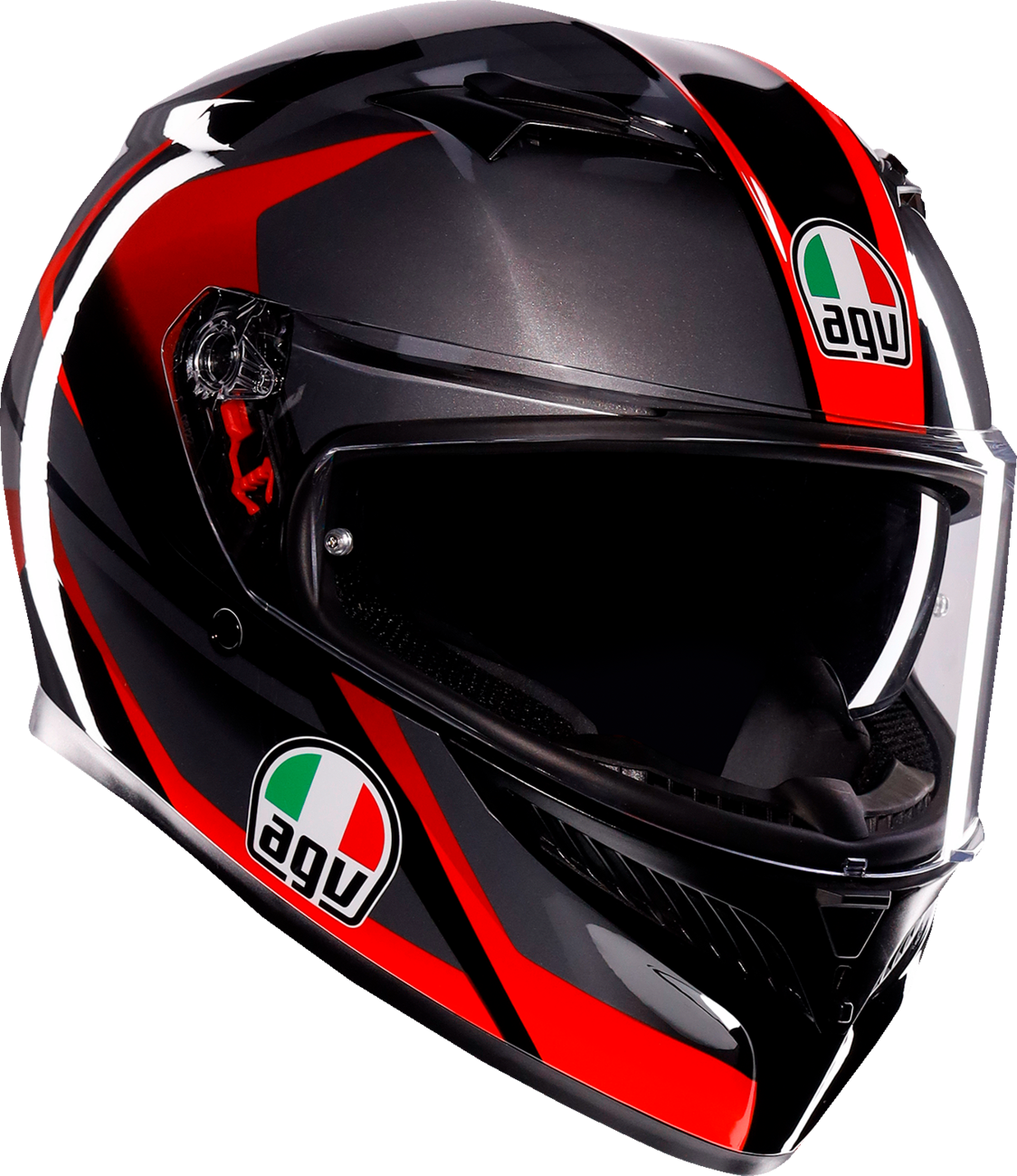 CASCO AGV K3  STRIGA NEGRO ROJO GRIS