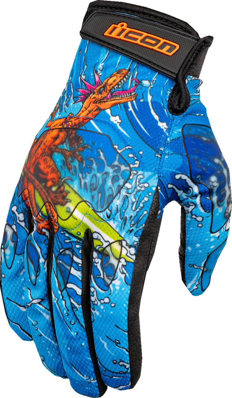 GUANTES ICON HOOLIGAN DINO FURY AZUL