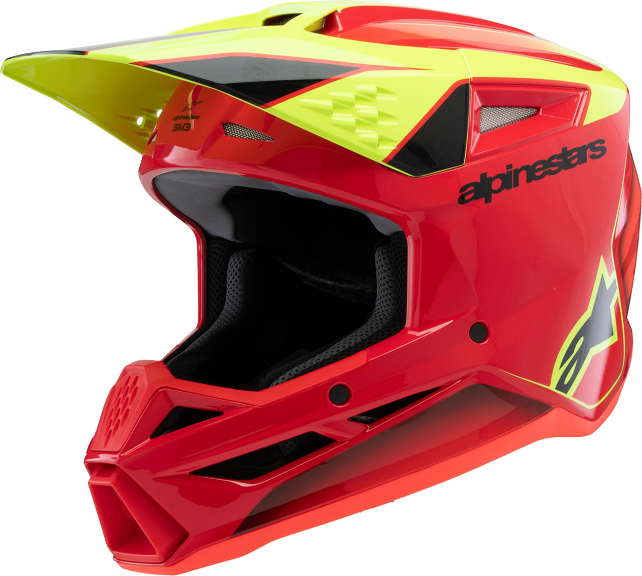 CASCO INTEGRAL PARA NIÑO ALPINESTARS SM3 FRAY ROJO/AMARILLO FLUO/NEGRO BRILLANTE