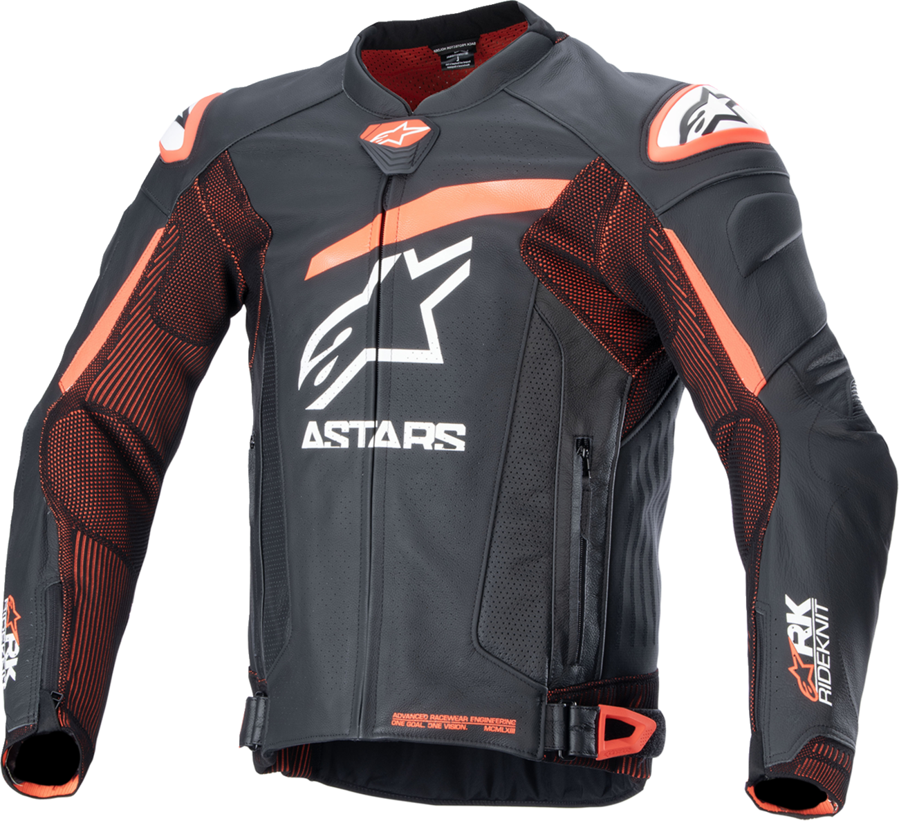 CHAQUETA ALPINESTARS GP PLUS R V4 RIDEKNIT CUERO NEGRO/ROJO/BLANCO