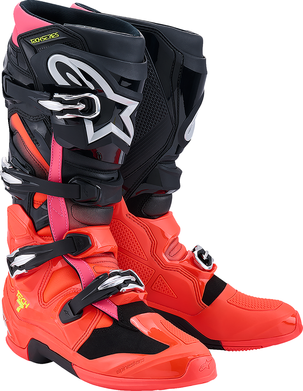 BOTAS ALPINESTARS TECH 7 FLUORESCENTE ROJO/NEGRO/ROSADO