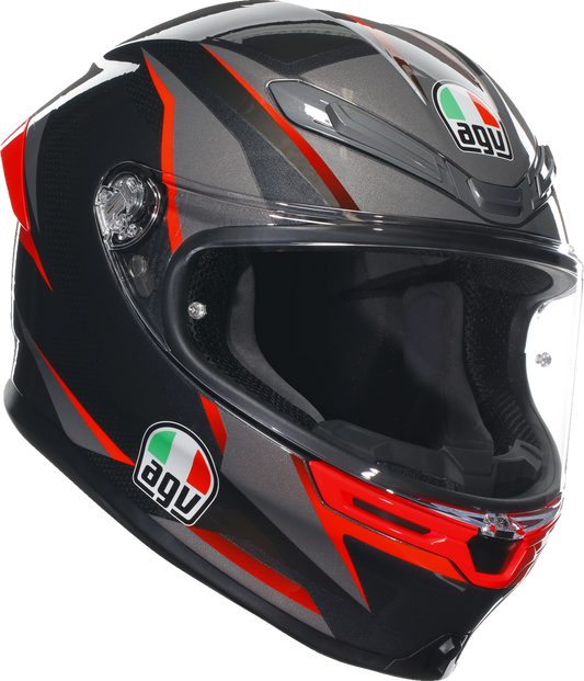 CASCO AGV K6S SLASHCUT NEGRO GRIS ROJO