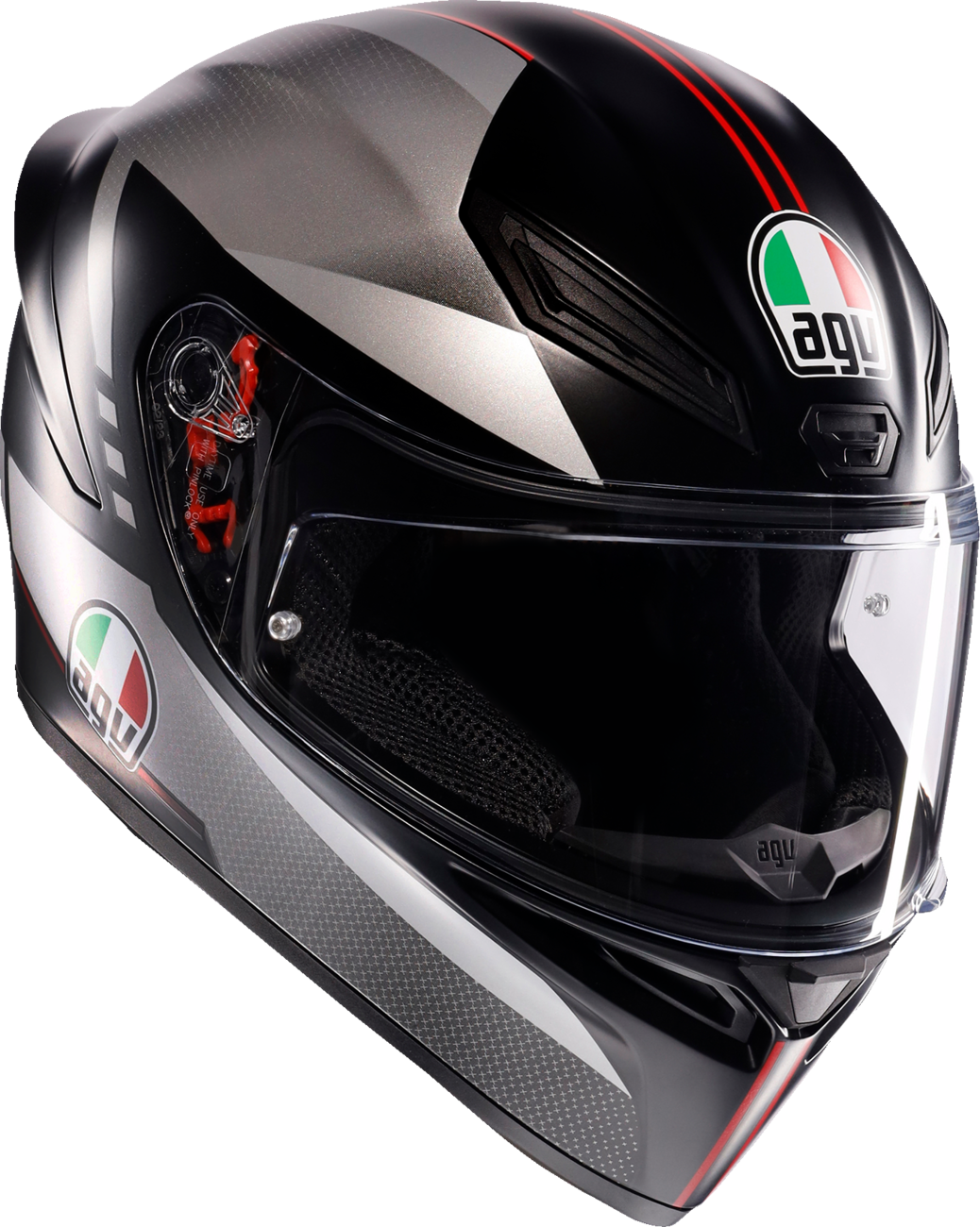 CASCO AGV K1S LAP NEGRO GRIS ROJO