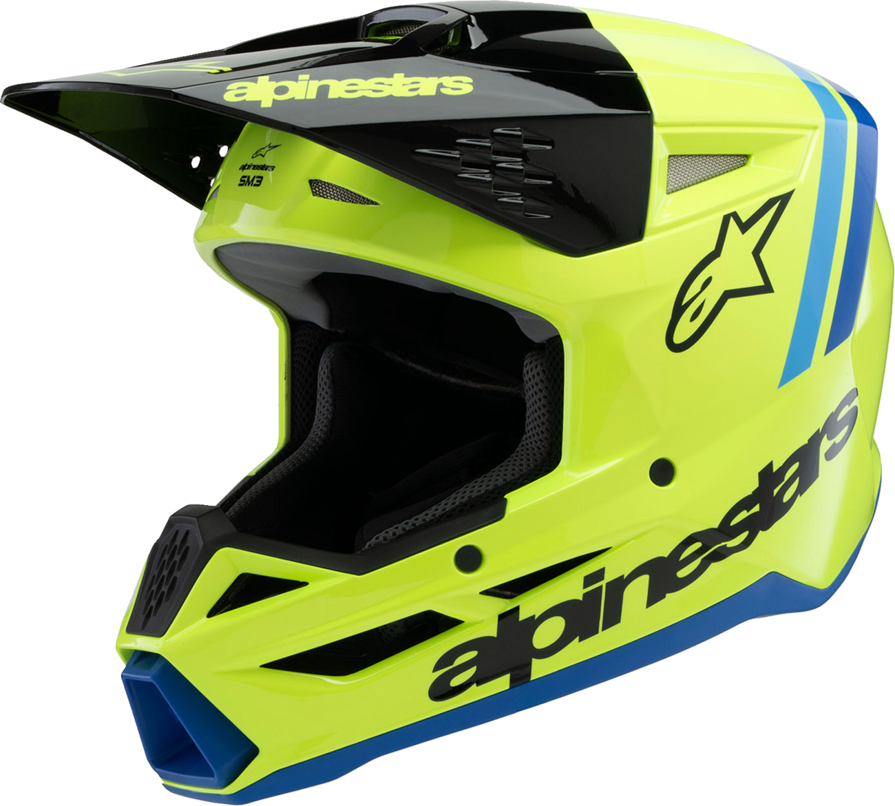 CASCO PARA NINO ALPINESTARS SM3 RADIUM AMARILLO FLUORESCENTE/NEGRO/AZUL BRILLANTE