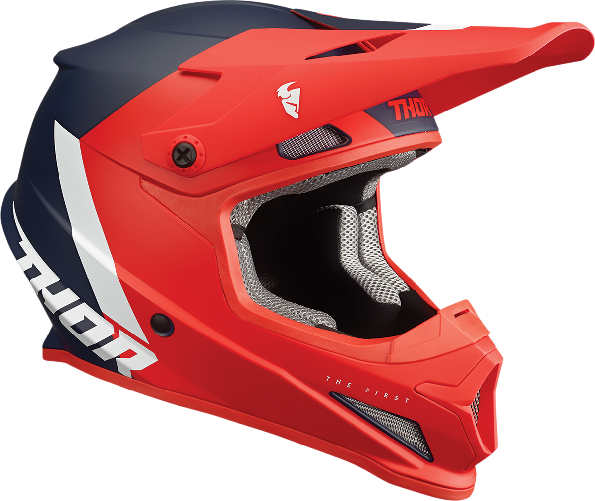 CASCO INTEGRAL THOR SECTOR CHEV ROJO/AZUL MARINO