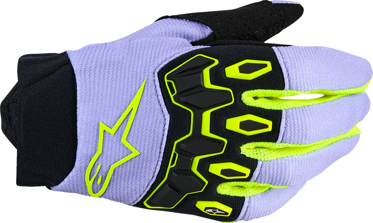 GUANTES ALPINESTARS YOUTH FULL BORE V2 PURPURA/AMARILLO FLUORESCENTE PARA NIÑO