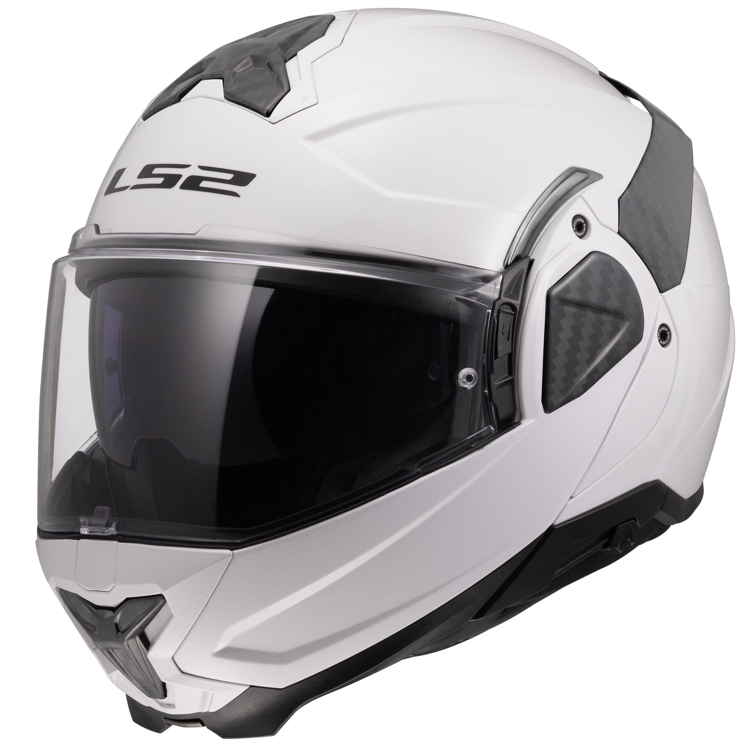 CASCO MODULAR LS2 ADVANT II SOLID CON VISOR SOLAR BLANCO BRILLANTE