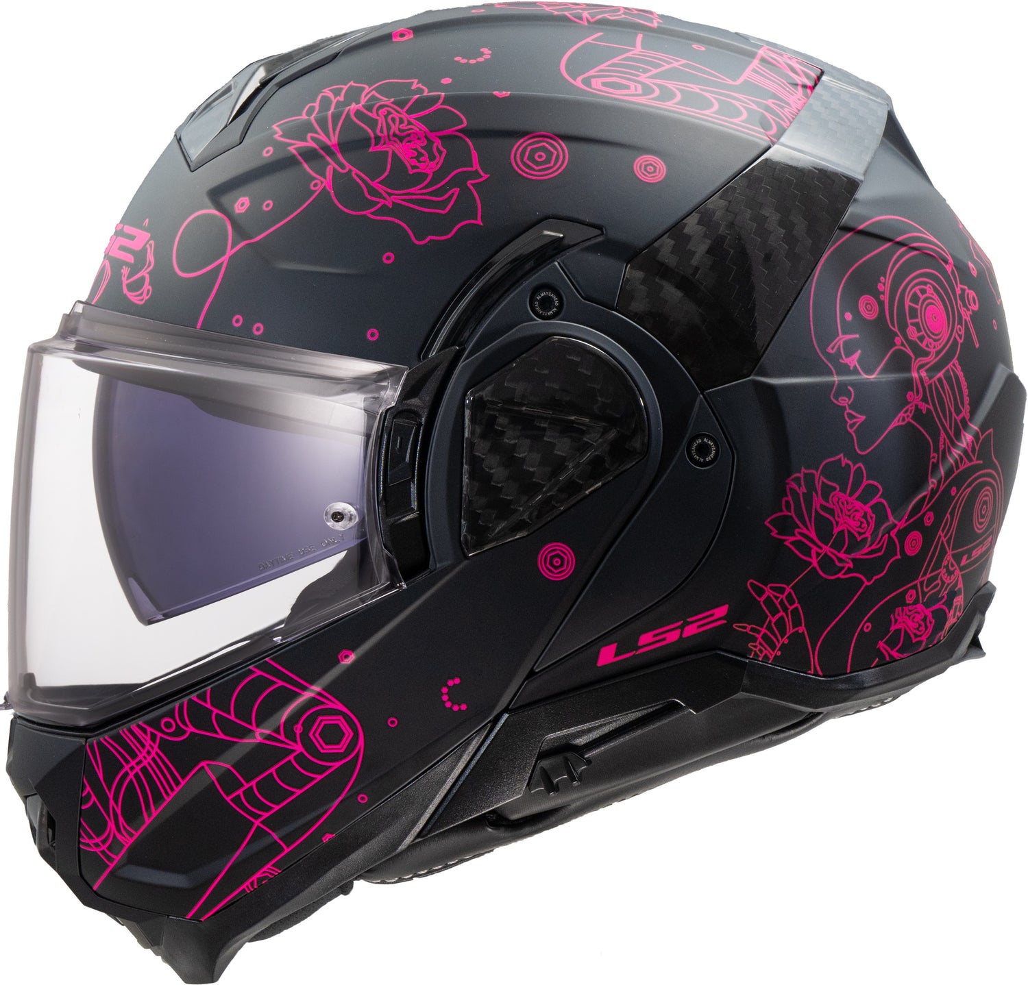 CASCO MODULAR LS2 ADVANT II SOPHIA NEGRO MATE ROSA