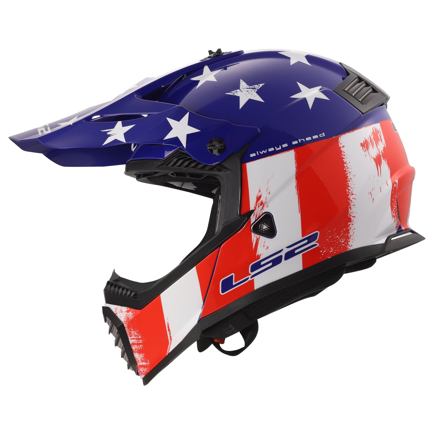CASCO INTEGRAL LS2 HELMETS GATE JUVENIL BATALLA CICATRIZ GRAFICO GLOSS ROJO BLANCO AZUL