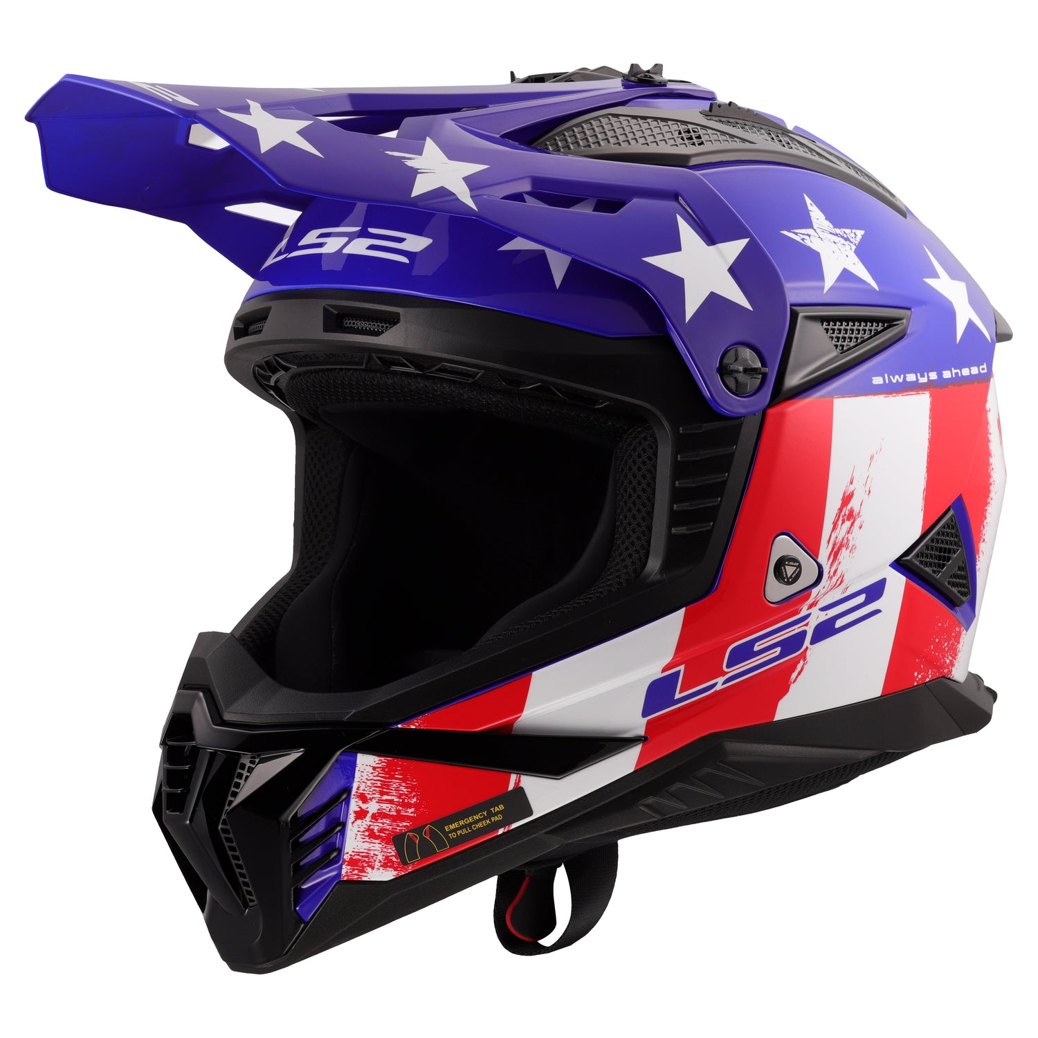 CASCO INTEGRAL LS2 GATE II BATTLE SCAR ROJO BLANCO AZUL BRILLANTE
