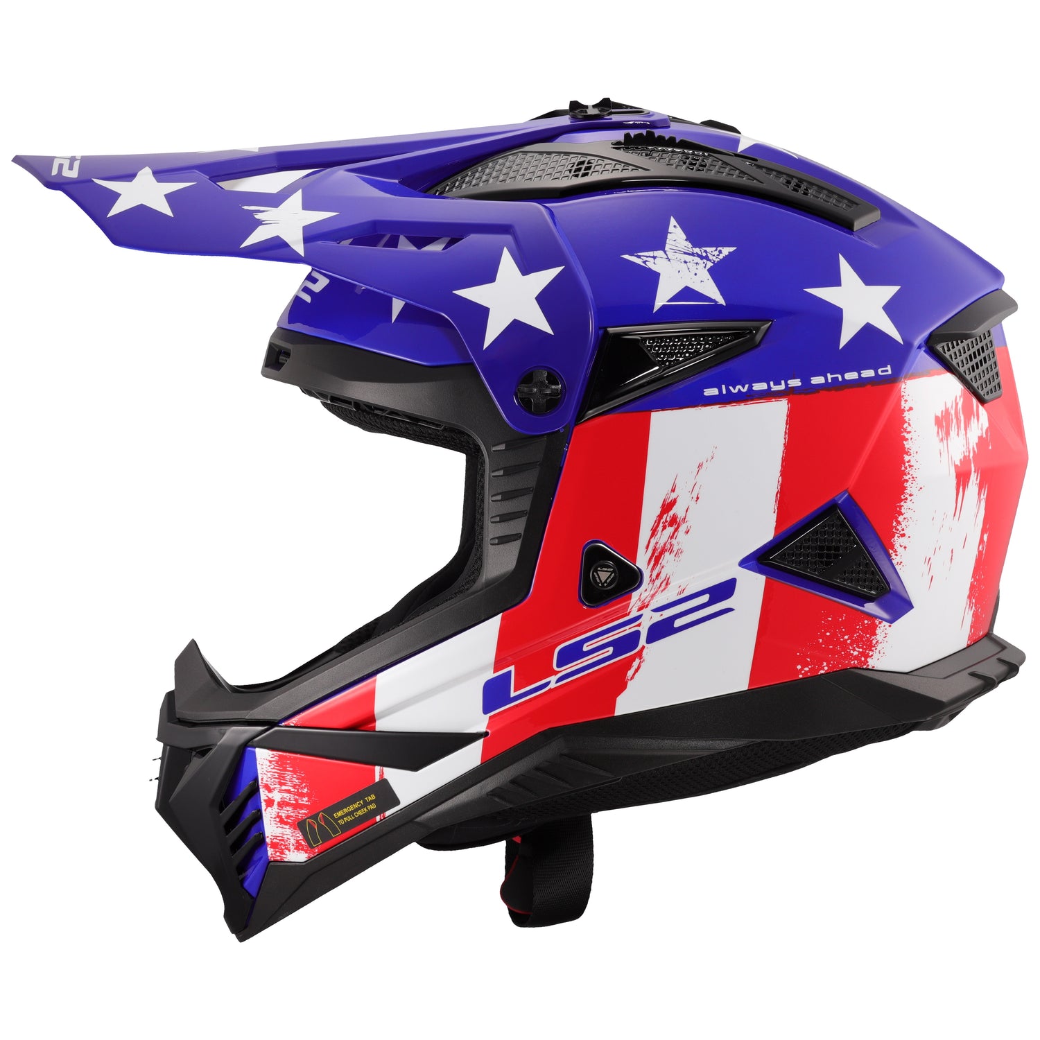CASCO INTEGRAL LS2 GATE II BATTLE SCAR ROJO BLANCO AZUL BRILLANTE
