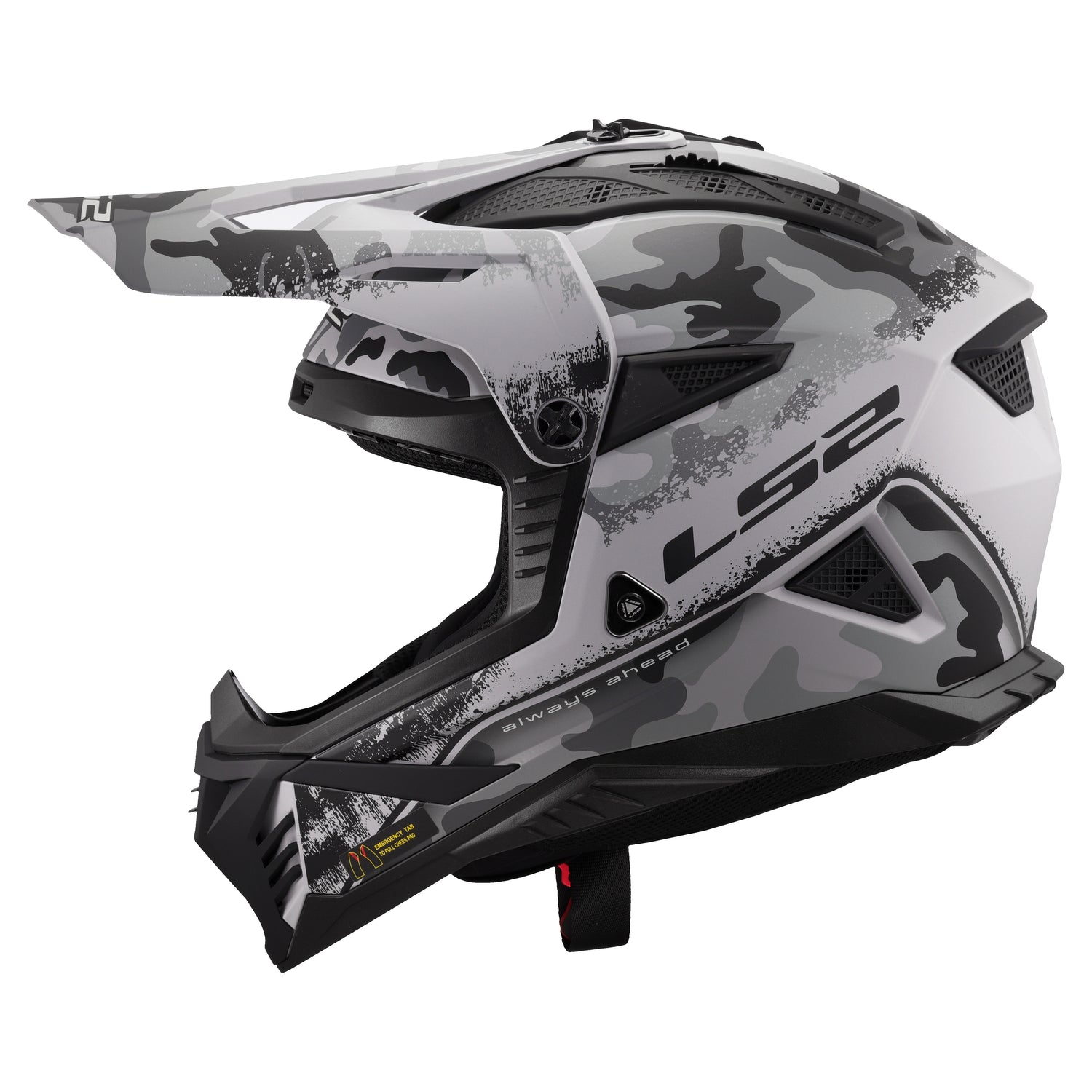 CASCO INTEGRAL MOTOCROSS LS2 GATE II CARBINE GRIS TONAL NEGRO